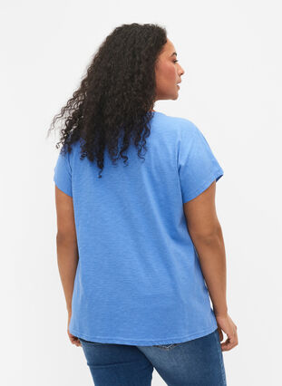 T-Shirt aus Baumwolle mit Blattprint, Ultramarine C Leaf, Model image number 1