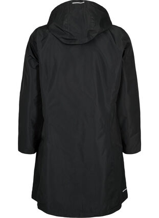 Regenjacke mit abnehmbarer Kapuze und Reflektoren, Black, Packshot image number 1
