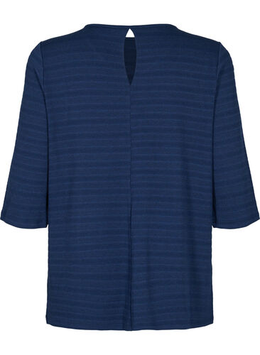 Bluse mit 3/4 Ärmeln und V-Ausschnitt, Navy Blazer, Packshot image number 1