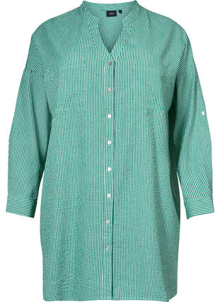 Gestreiftes Baumwollhemd mit 3/4 Ärmeln, Jolly Green Stripe, Packshot image number 0