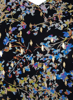 Geblümte Bluse mit langen Ärmeln und V-Ausschnitt, Black/Vibrant Flower, Packshot image number 2