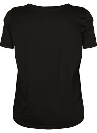 T-Shirt aus Baumwolle mit V-Ausschnitt und Druck, Black W. Love, Packshot image number 1