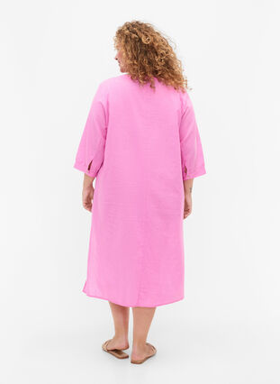 Langes Shirt-Kleid mit 3/4-Ärmeln, Begonia Pink, Model image number 1