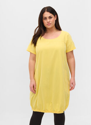 Kurzarm Kleid aus Baumwolle, Goldfinch, Model image number 0