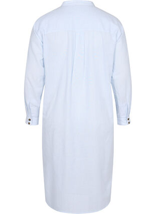 Langes gestreiftes Hemdkleid aus Baumwolle, Blue Stripe, Packshot image number 1