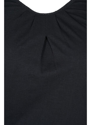 Einfarbige Bluse mit 3/4-Ärmel aus Baumwolle, Black, Packshot image number 2