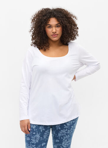 2er-Pack Basic-Bluse aus Baumwolle, Ultramarine/White, Model image number 0