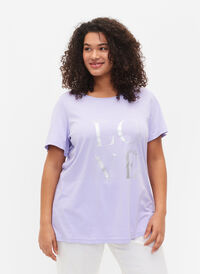 Kurzärmeliges T-Shirt aus Baumwolle mit Druck, Lavender W. Love, Model