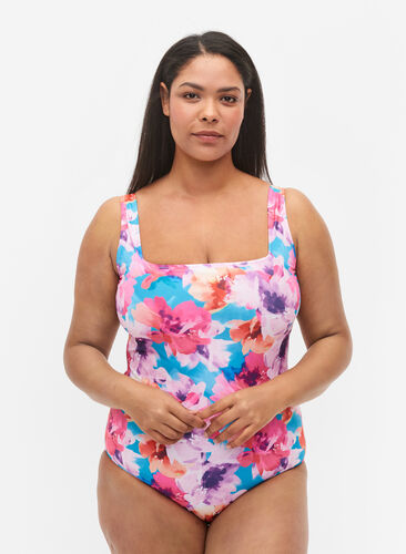 Badeanzug mit Druck, Pink Flower, Model image number 0