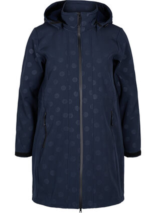 Softshell-Jacke mit abnehmbarer Kapuze, Navy, Packshot image number 0