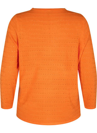 Strukturierte Strickbluse mit Rundhals, Vibrant Orange, Packshot image number 1