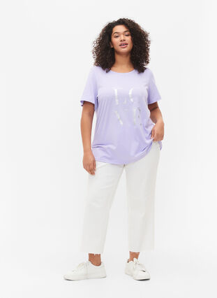 Kurzärmeliges T-Shirt aus Baumwolle mit Druck, Lavender W. Love, Model image number 2