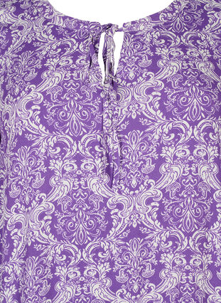 Kurzarm Viskosekleid mit Print, D. Lavender Oriental, Packshot image number 2