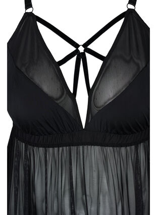 Transparentes Nachthemd mit String-Details, Black, Packshot image number 2