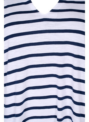 Gestreiftes T-Shirt aus Baumwolle mit V-Ausschnitt, Bright White Stripe, Packshot image number 2