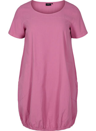 Kurzarm Kleid aus Baumwolle, Cyclamen, Packshot image number 0