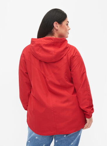 Kurze Jacke mit Kapuze und verstellbarer Saum, Tango Red, Model image number 1