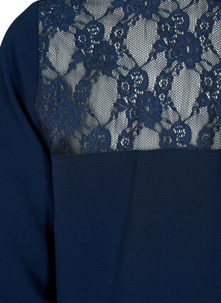 Langärmelige Bluse mit Spitzendetail , Navy Blazer, Packshot image number 3