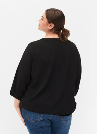 Bluse mit Smok und 3/4-Ärmeln, Black, Model image number 1