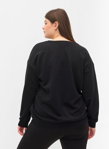 Sweatshirt mit sportlichem Aufdruck, Black, Model image number 1