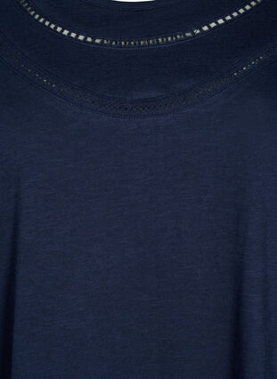 T-Shirt aus Baumwolle mit Spitzenband, Navy Blazer, Packshot image number 2