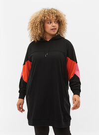 Pulloverkleid mit Colorblock und Taschen, Black, Model