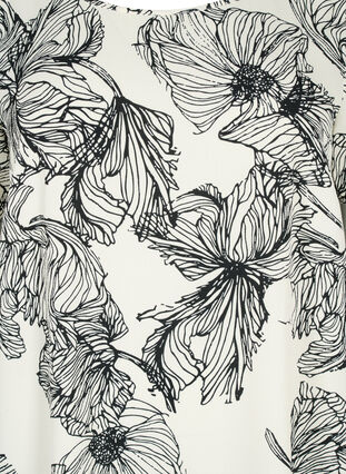 Bedrucktes Kleid mit kurzen Ärmeln, White Line Flower, Packshot image number 2