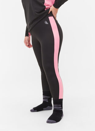 Skiunterhose mit Kontraststreifen, Black w. Sea Pink, Model image number 2