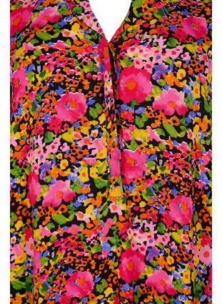 	 Geblümte Viskose-Tunika mit 3/4-Ärmeln, Neon Flower Print, Packshot image number 2