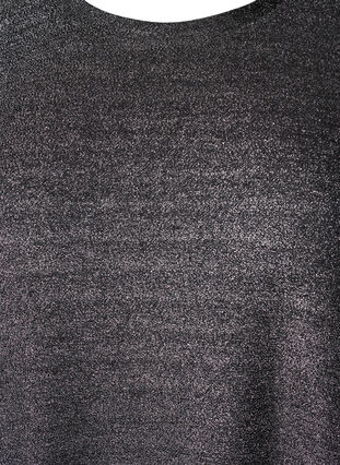 Glitzerkleid mit 3/4 Ärmeln und Rundhalsausschnitt, Black Silver, Packshot image number 2