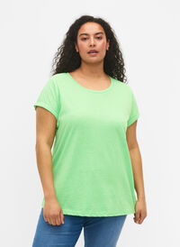 Neonfarbenes T-Shirt aus Baumwolle, Neon Green, Model
