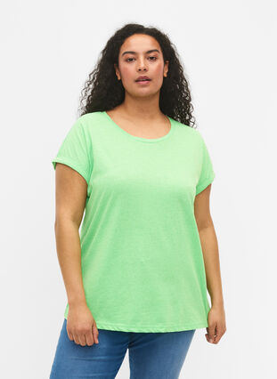 Neonfarbenes T-Shirt aus Baumwolle, Neon Green, Model image number 0
