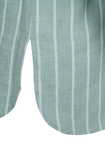 Gestreiftes Shirt mit V-Ausschnitt, Balsam Green Stripe, Packshot image number 3