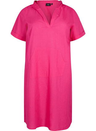 Kurzärmeliges Kleid mit Kapuze, Beetroot Purple, Packshot image number 0