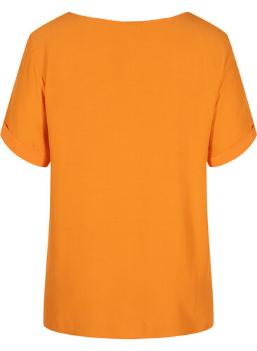 Kurzarm Bluse aus Viskose, Orange Peel, Packshot image number 1