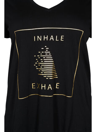 Trainings-T-Shirt aus Baumwolle mit Aufdruck, Black w. inhale logo, Packshot image number 2
