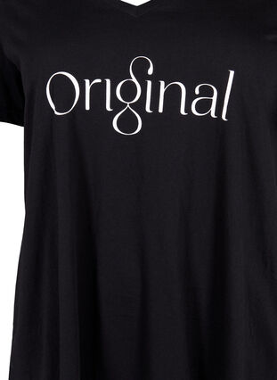 T-Shirt aus Baumwolle mit Druck und V-Ausschnitt , Black ORI, Packshot image number 2