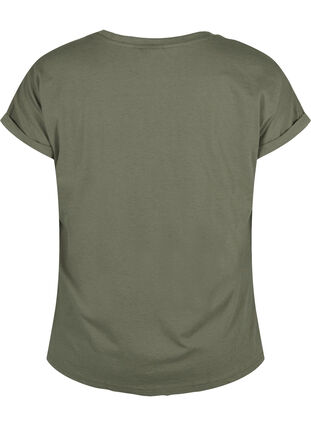 Kurzärmeliges T-Shirt aus einer Baumwollmischung, Dusty Olive, Packshot image number 1