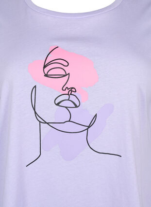 T-Shirt aus Baumwolle mit Rundhalsausschnitt und Print, Lavender FACE, Packshot image number 2