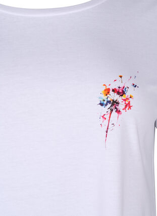 T-Shirt aus Baumwolle mit Aufdruck, Bright White FLOWER, Packshot image number 2