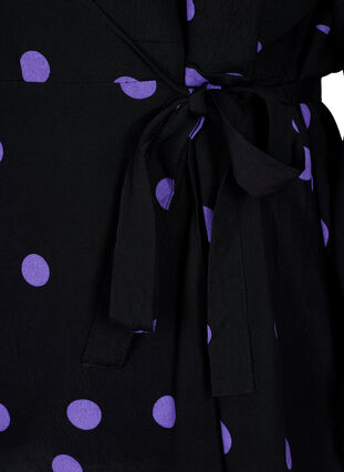 Gepunktete Wickelbluse aus Viskose, Black w. Purple Dot, Packshot image number 3