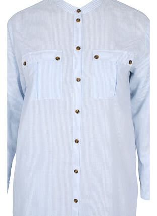 Langes gestreiftes Hemdkleid aus Baumwolle, Blue Stripe, Packshot image number 2