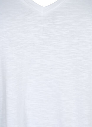 Kurzärmeliges Basic T-Shirt mit V-Ausschnitt, Bright White, Packshot image number 2