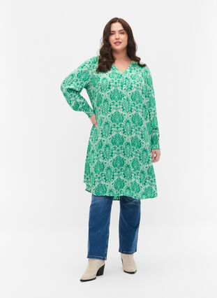 Kleid aus Viskose mit Print, Jolly Green Oriental, Model image number 2