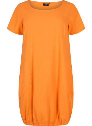 Kurzarm Kleid aus Baumwolle, Orange Tiger, Packshot image number 0