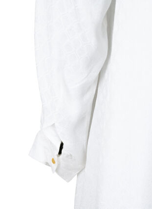 Viskose Tunika mit Ton-in-Ton-Muster, Bright White, Packshot image number 3