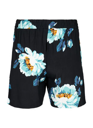 Locker sitzende Shorts aus Viskose, Black Big Flower, Packshot image number 1
