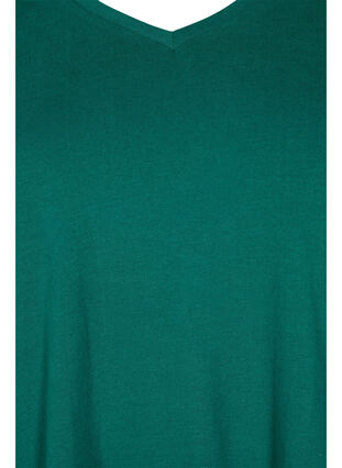 Einfarbiges basic T-Shirt aus Baumwolle, Evergreen, Packshot image number 2