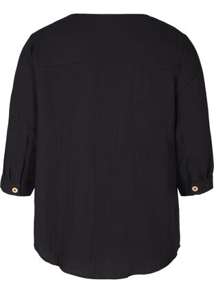 Bluse aus Viskose mit Knöpfen und V-Ausschnitt, Black, Packshot image number 1