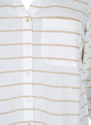 Hemdbluse mit Knopfverschluss, White Taupe Stripe, Packshot image number 2
